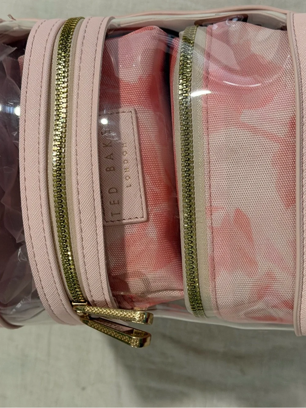 Ted Baker rose Pink Clear Travel Cosmetic Bag Set